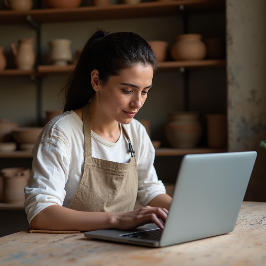 Artigiano che impara a creare una presenza online con Google Business Profile